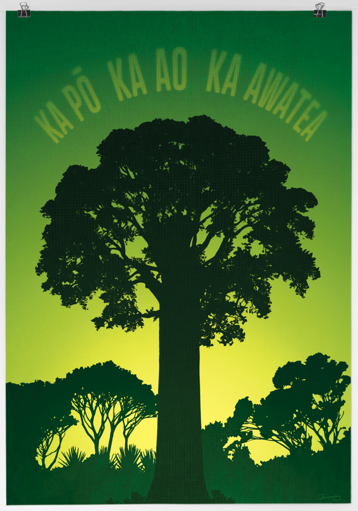 Ka Pō, Ka Ao, Ka Awatea, poster for Greens fundraising project